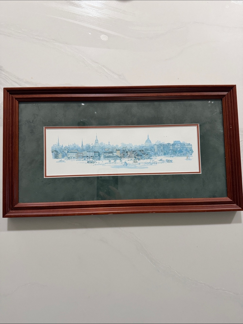 Framed Annapolis Maryland Skyline Artwork with Wooden Frame